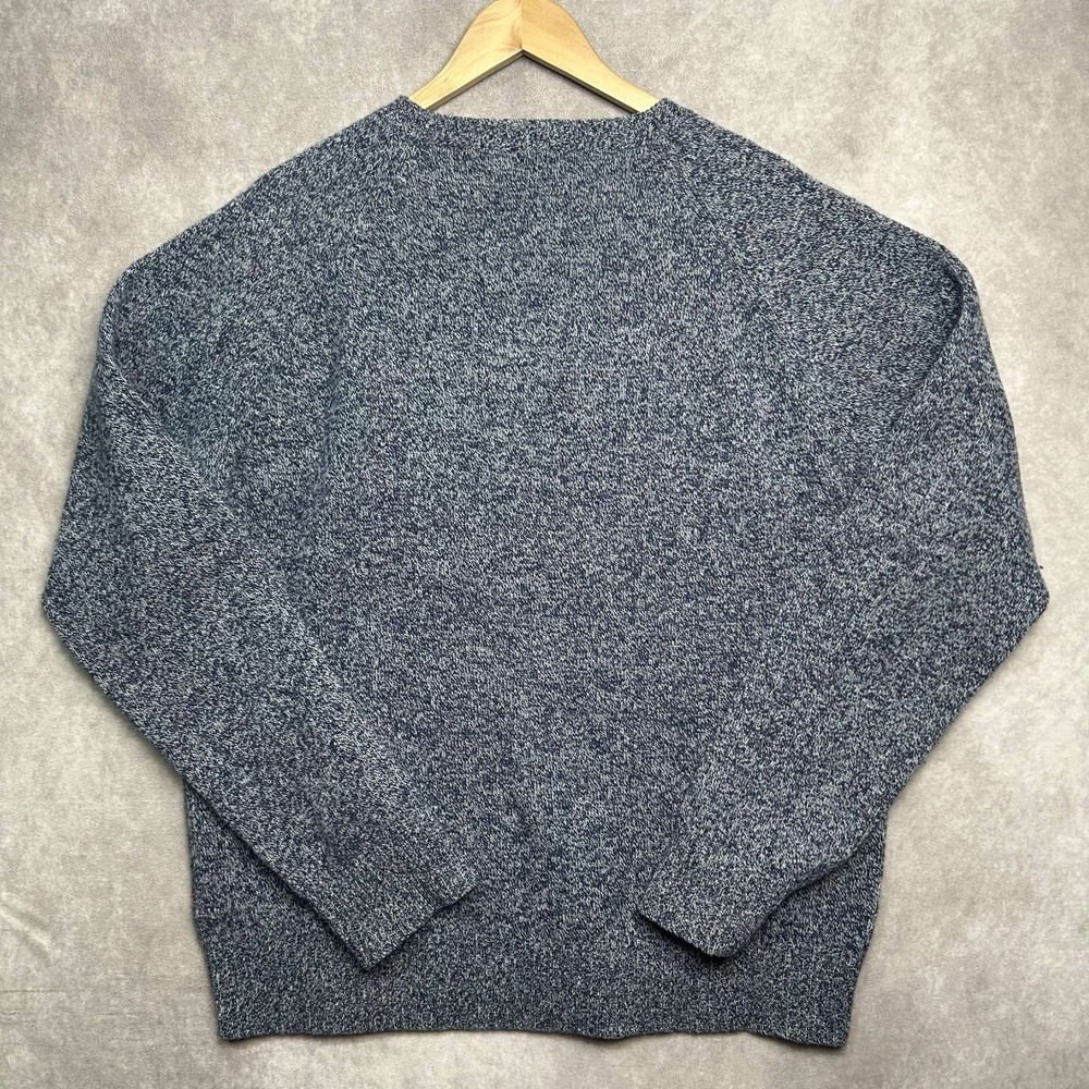 J Crew 100% Lambswool Wool Sweater Marled Blue Knit Crewneck Men's XL Preppy - Picture 2 of 6
